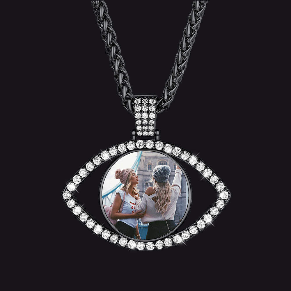 Personalized Cz Evil Eye Memorial Necklace With Picture for