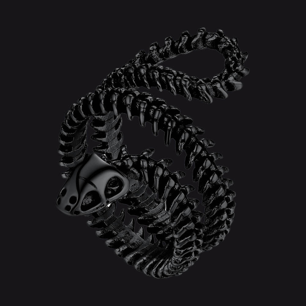 Gothic Snake Skull Bone Ring for