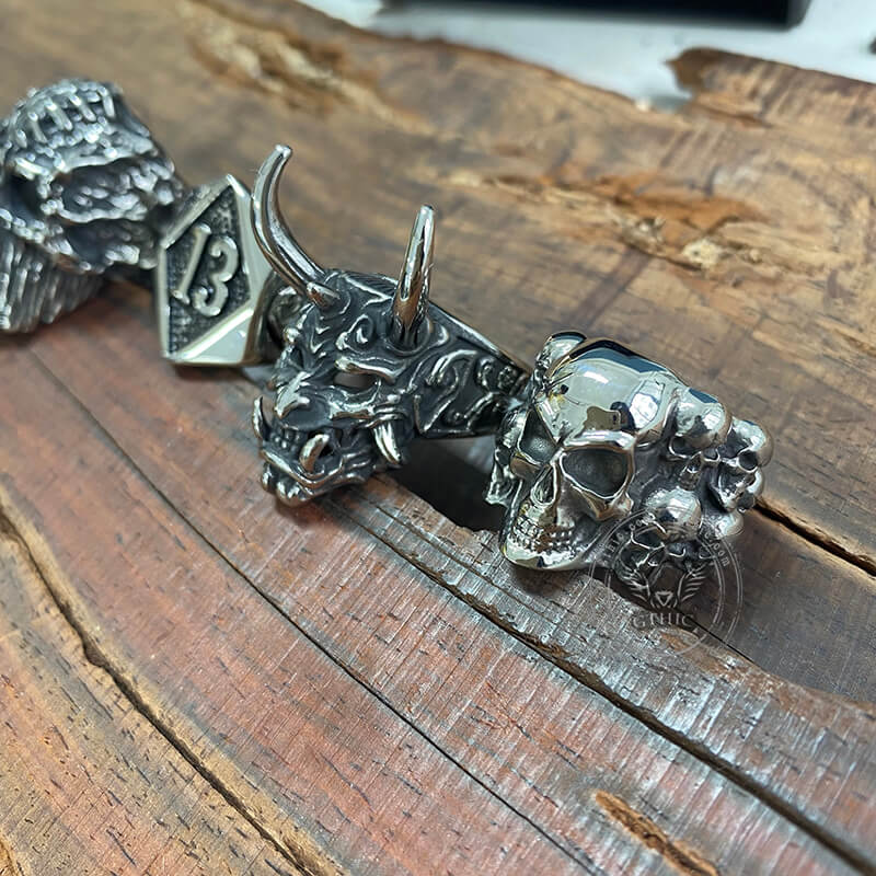 4 Pcs Devil Skulls Rings Set