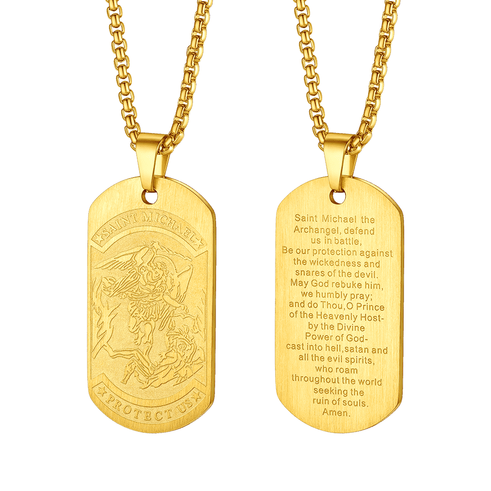The Archangel Saint Michael Dog Tag Necklace for