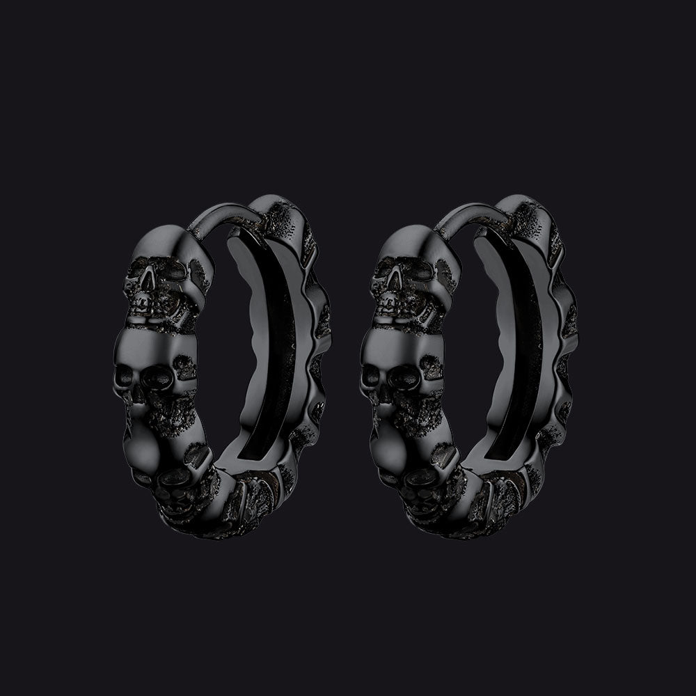 Gothic Skull Huggie Hoop Earrings for
