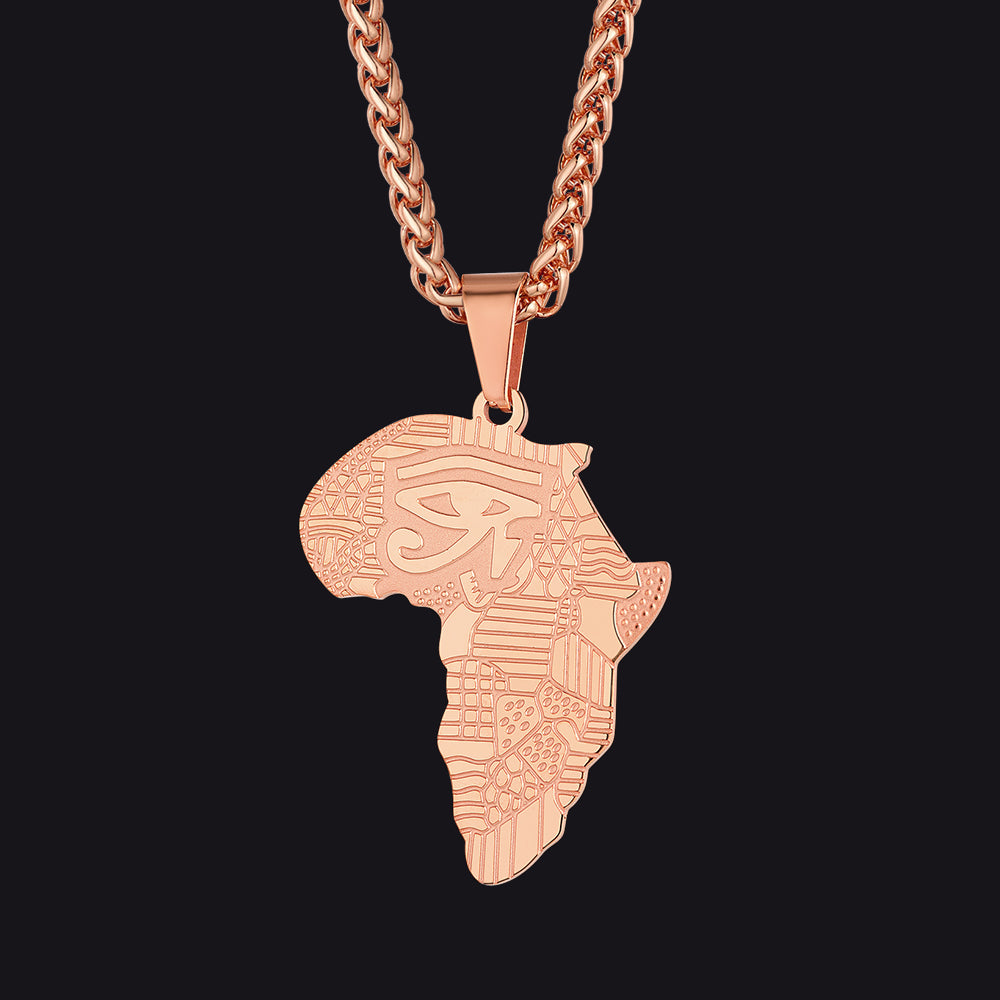 African Map Eye of Horus Necklace for