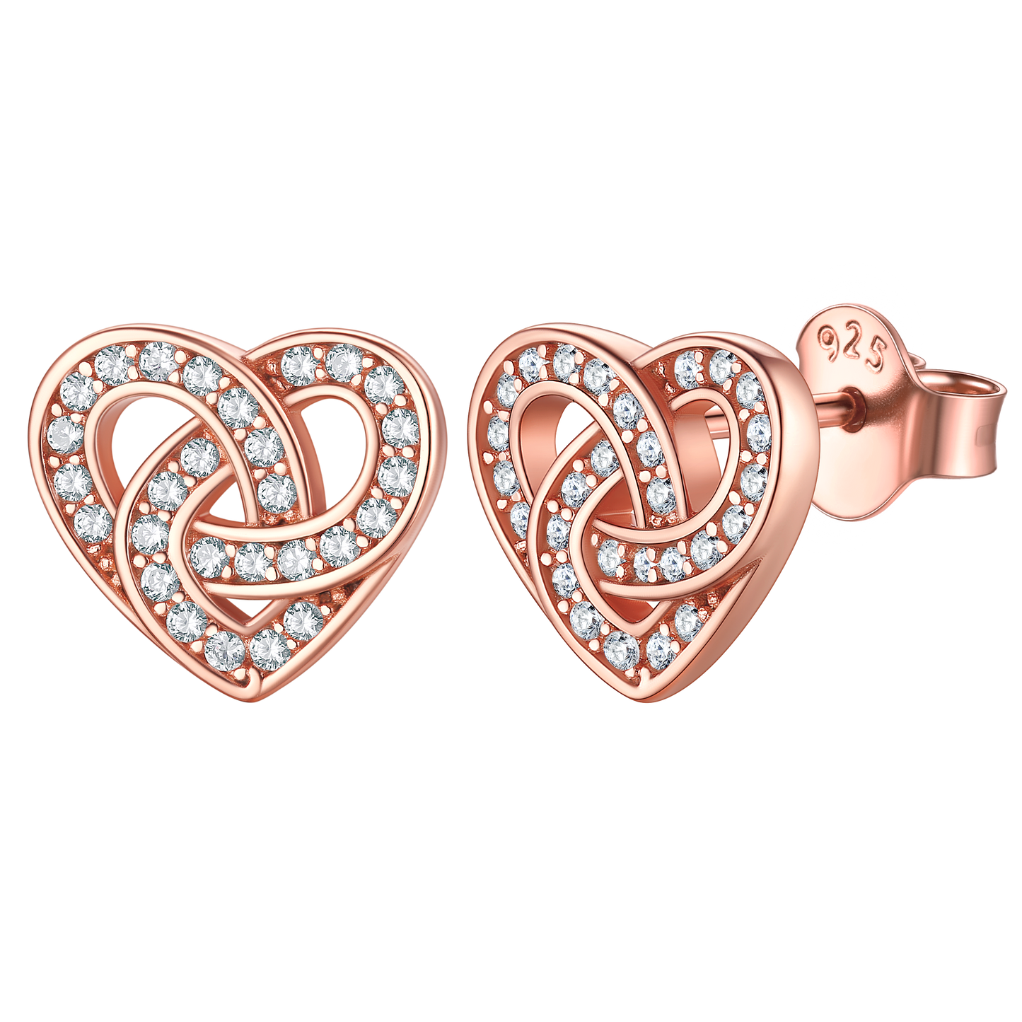 Zirconia Celtic Heart Stud Earrings for in Silver