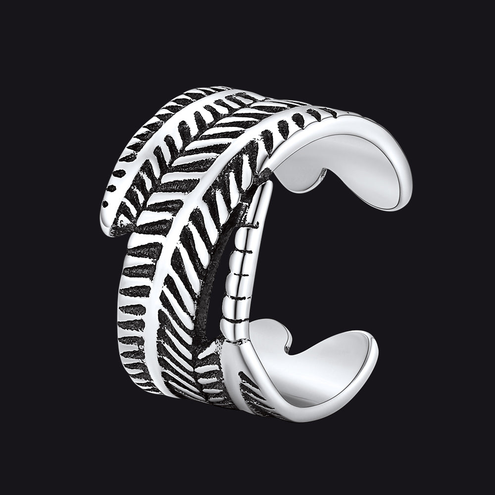 Sterling Silver Feather Ear Cuff Earrings for