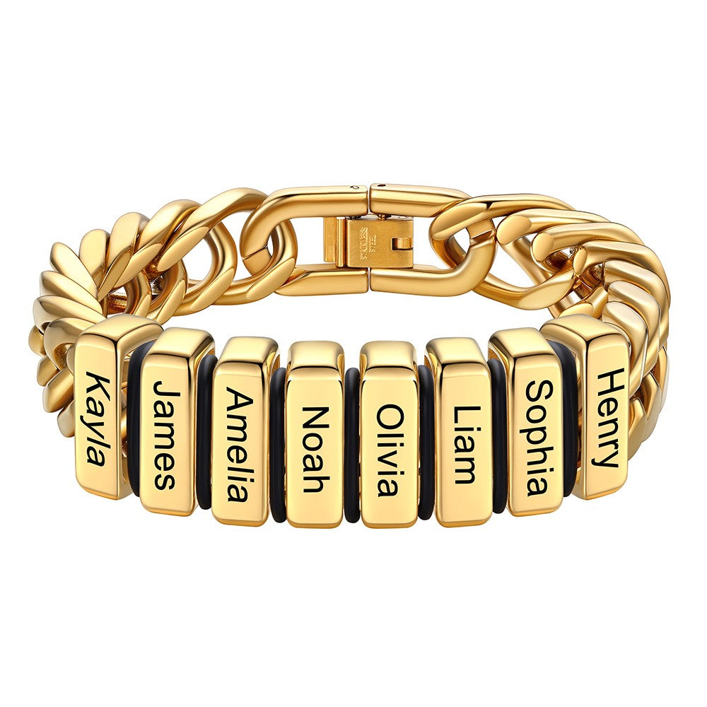 Personalized Cuban Link Bracelet Engraved Name Bracelet for