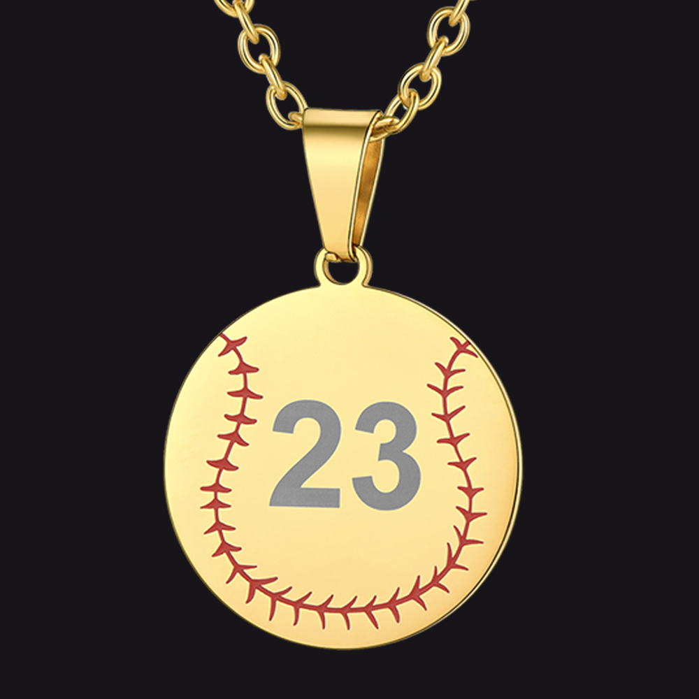 Custom Number Baseball Disc Necklace Sport Chain for