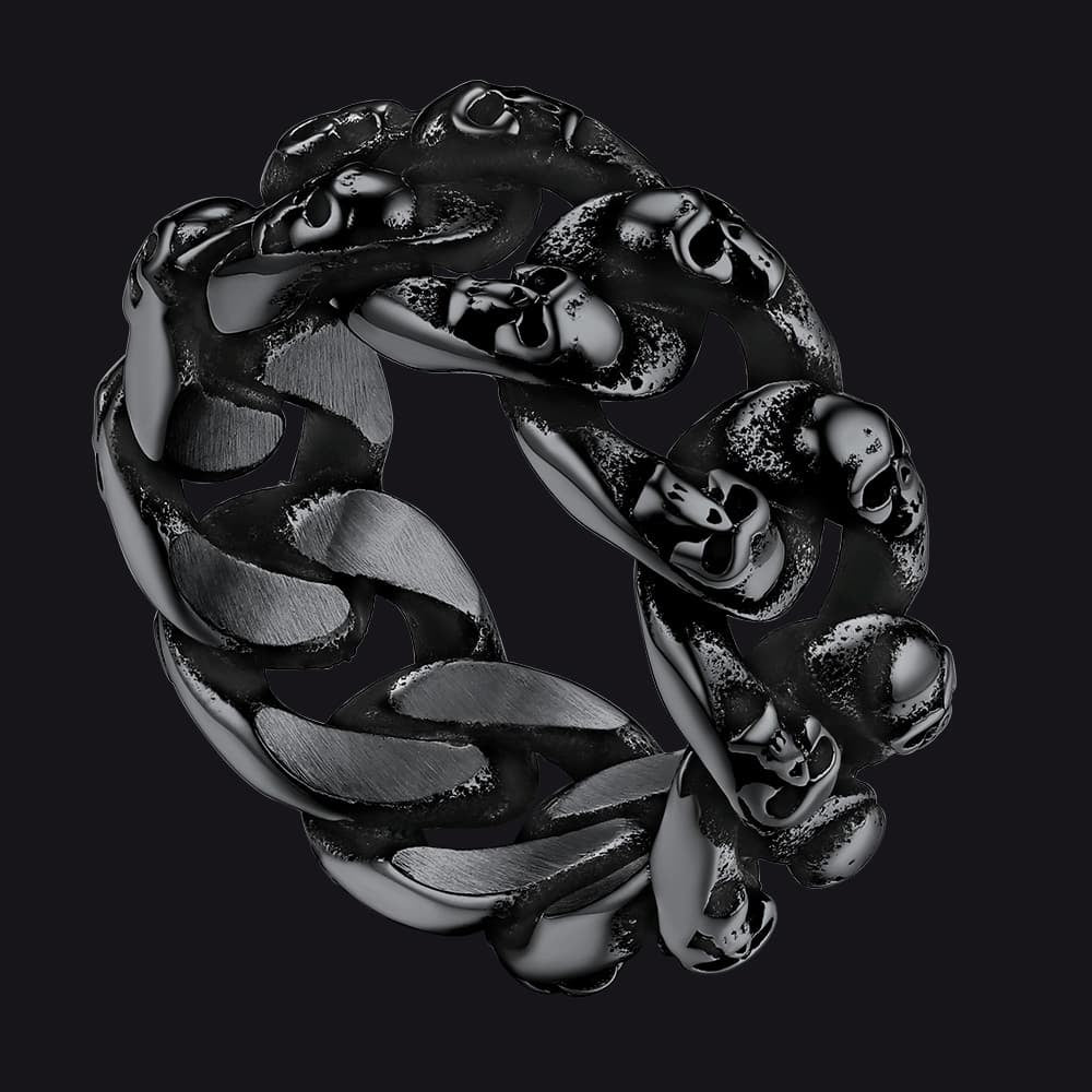 Gothic Chunky Chain Skull Ring for 10mm
