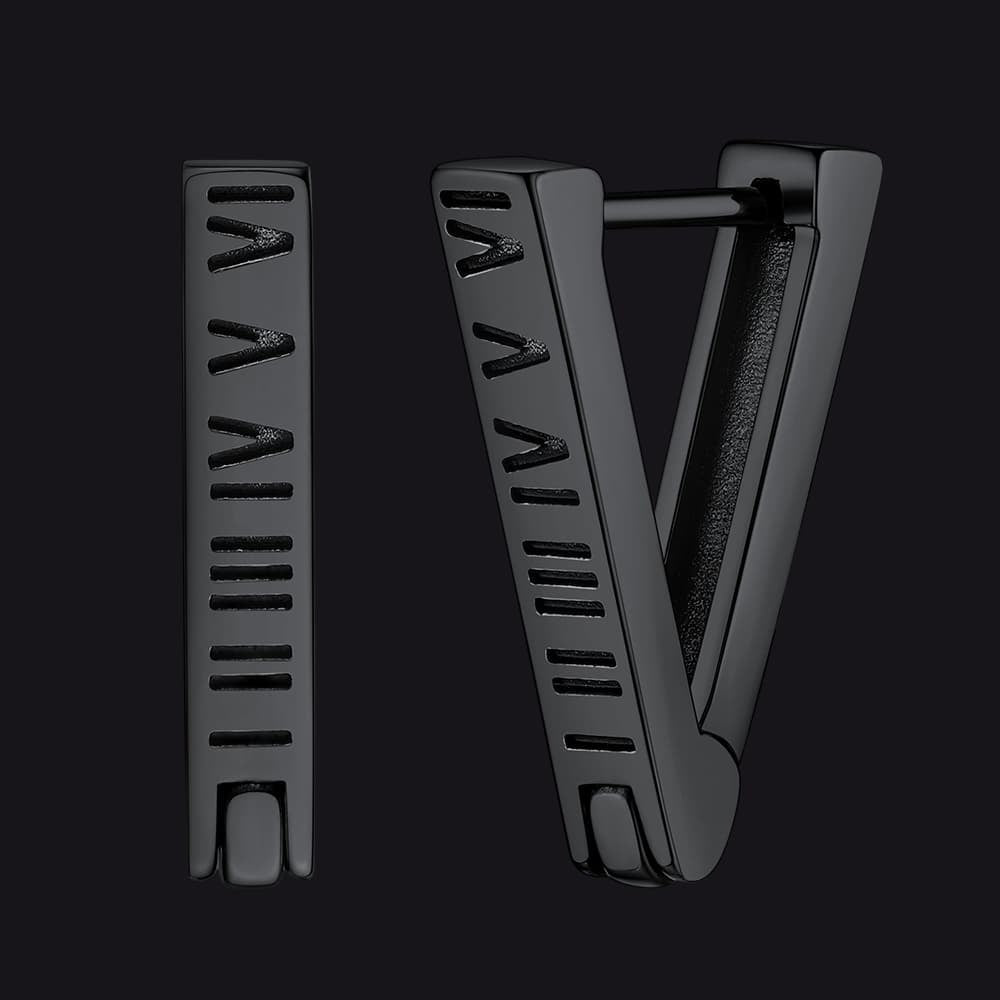 Roman Numerals Triangle Huggie Hoop Earrings for