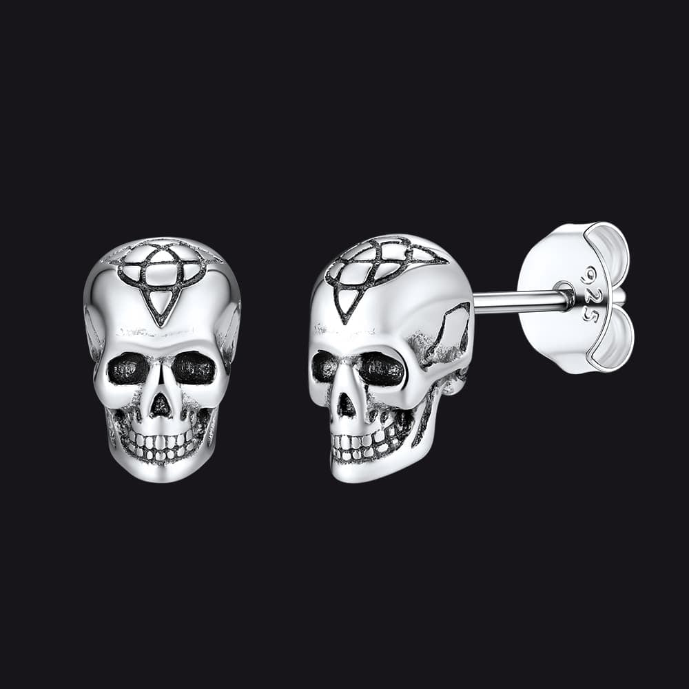 Celtic Triquetra Skull Stud Earrings for