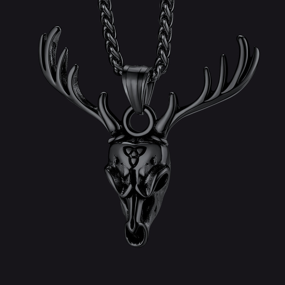 Viking Deer Necklace With Celtic Knot Christmas Gift for