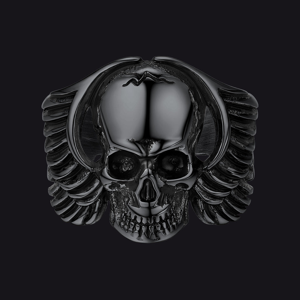 Gothic Cool Wings Skull Stainless Steel Ring for