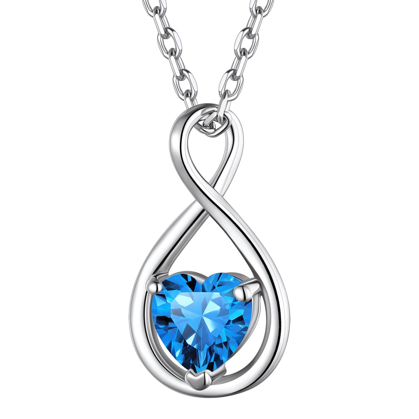 925 Sterling Silver Birthstone Infinity Necklace for