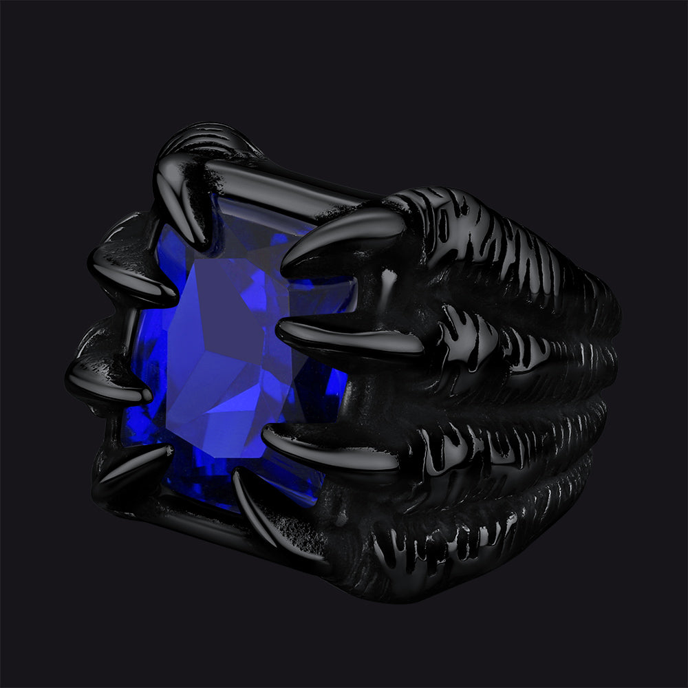 Crystal Dragon Claw Stainless Steel Gemstone Ring for