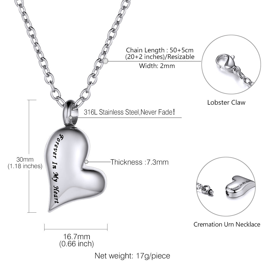 Customized Heart Urn Necklace for Ashes Memorial Gift