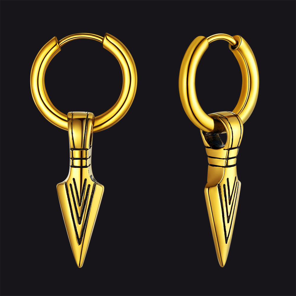 Viking Earrings for – Arrowhead Spear Gungnir Drop Hoop Earrings