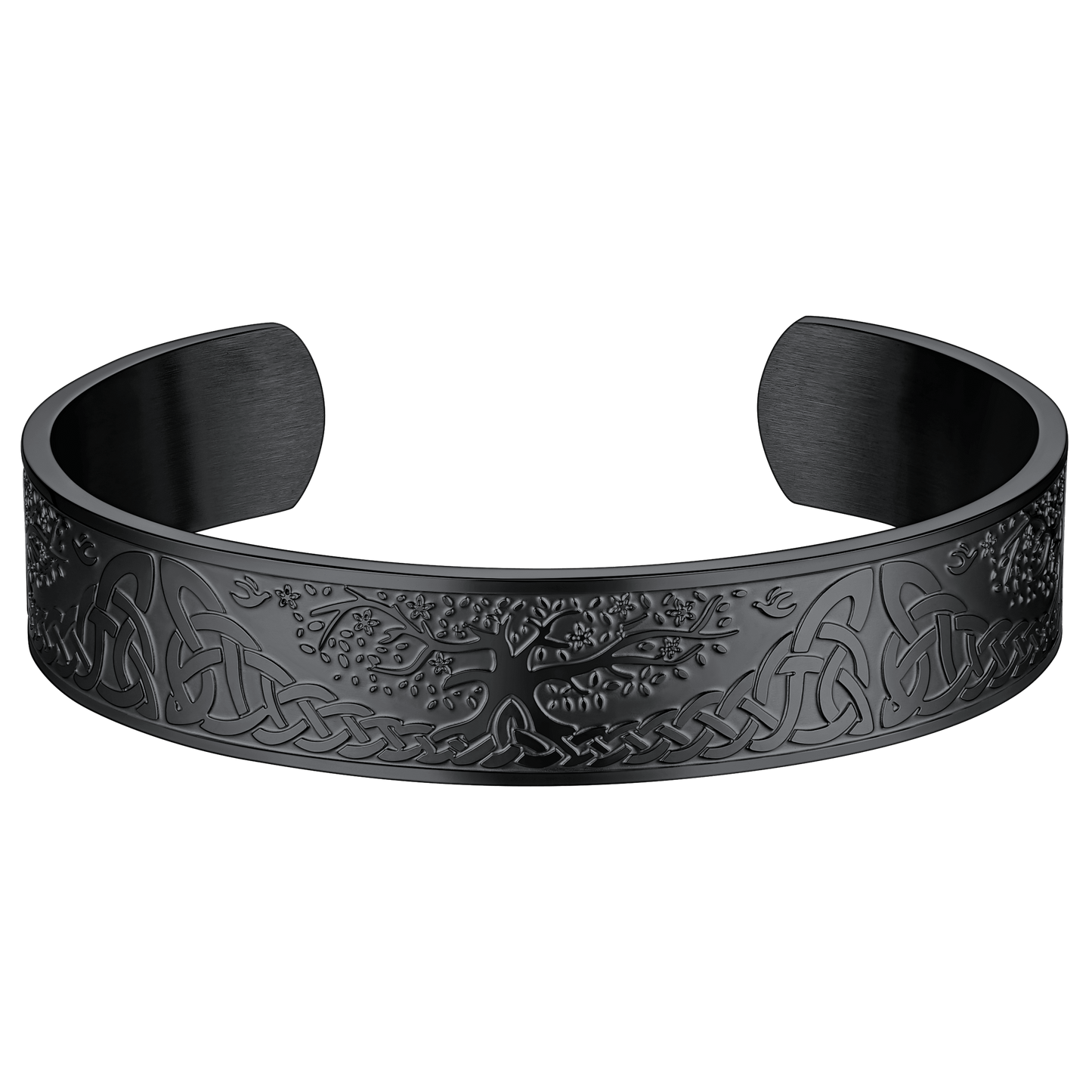 Engraved Viking Jewelry Bangle Bracelet With Celtic Tree of Life