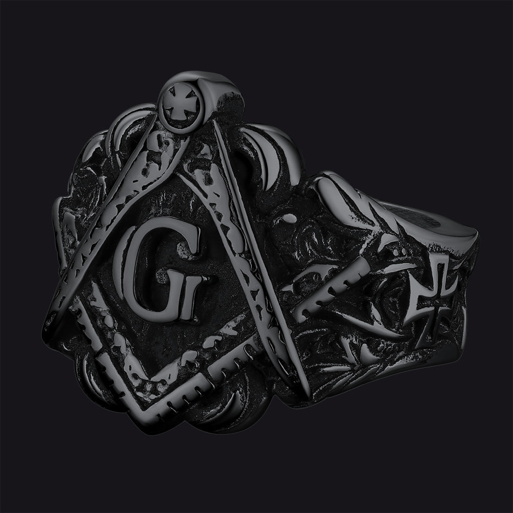 Masonic Freemason Master Engraved Signet Ring for