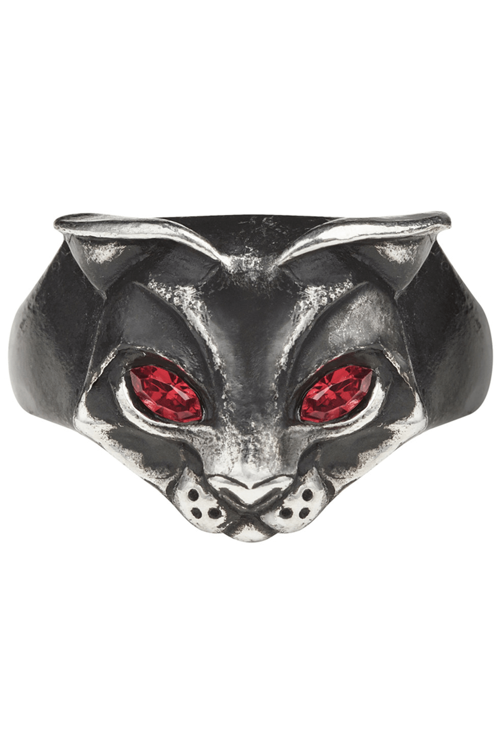 Black Cat Ring With Red Crystal Eyes Gothic Style