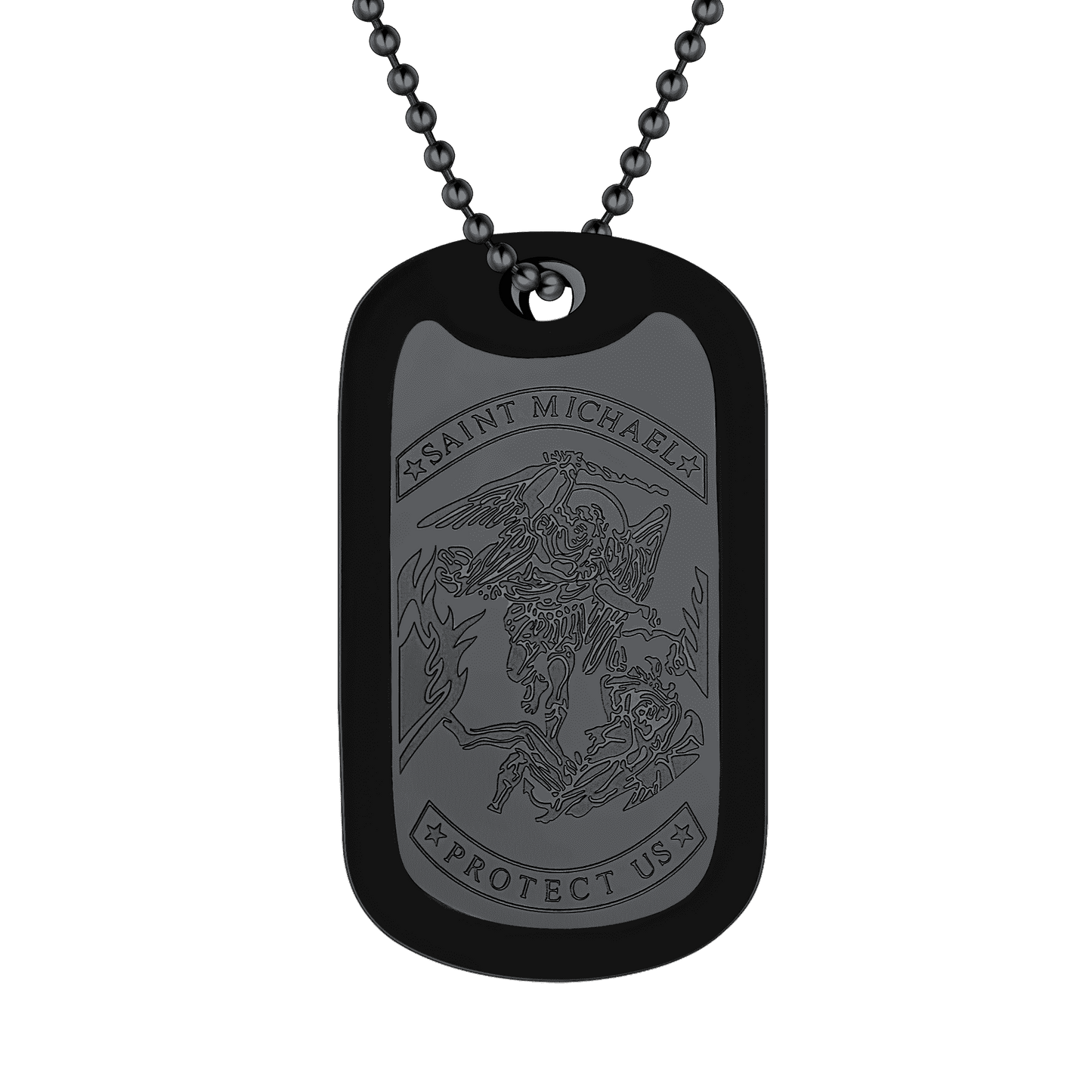 Engraved Military Saint Michael Necklace Dog Tag for