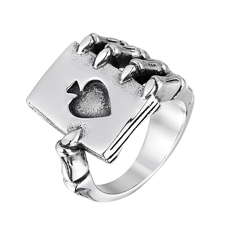 Claw Spade Stainless Steel Ring / Titanium Steel Jewelry in Rock Style