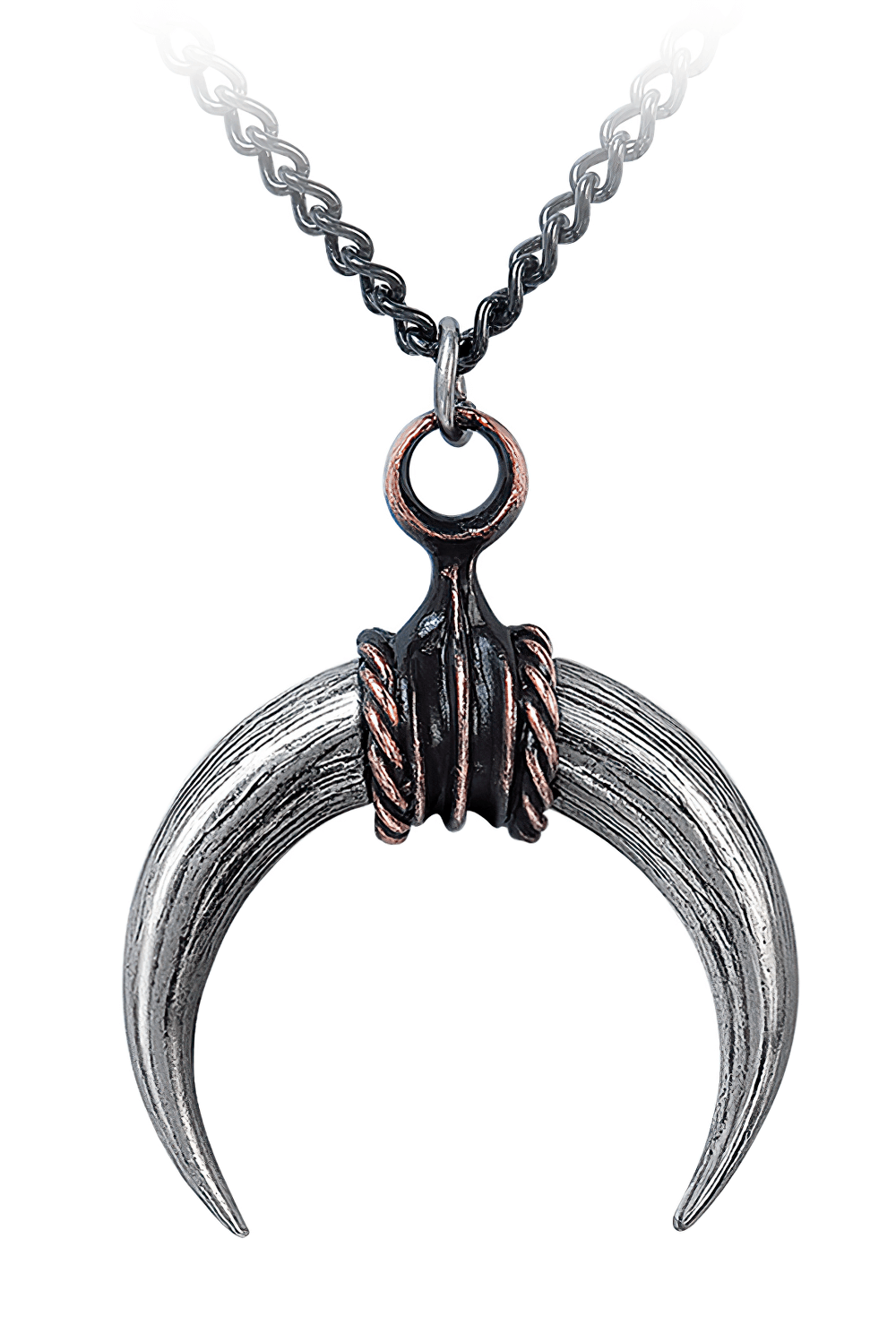 Crescent Bull Horn Pendant With Antiqued Finish