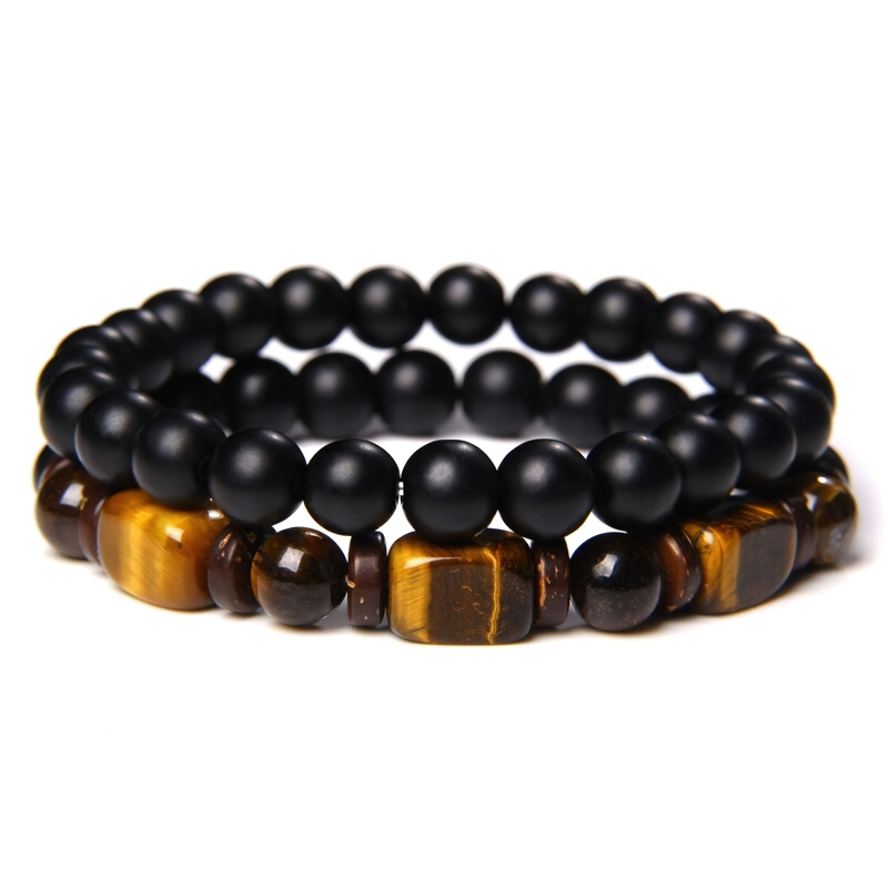 Double Color Bracelet for and / Beads Stone Bangle / Hand Jewelry