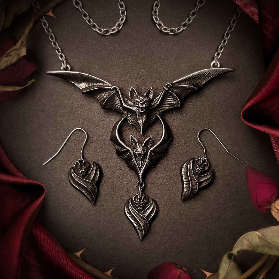 Evil-ution Dropper Bat Earrings by Alchemy Gothic