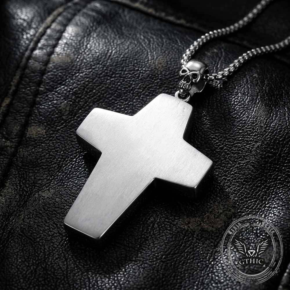 Egyptian Mummy Skull Stainless Steel Cross Pendant