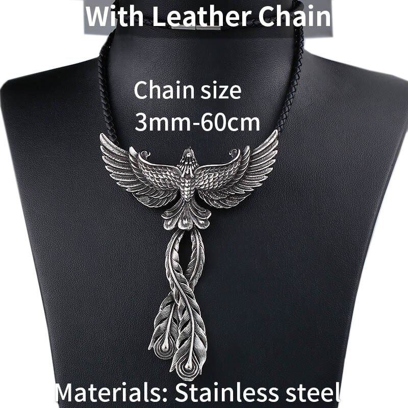 316l Stainless Steel Pendant of Phoenix With Open Wings / Creative Retro Metal Necklace