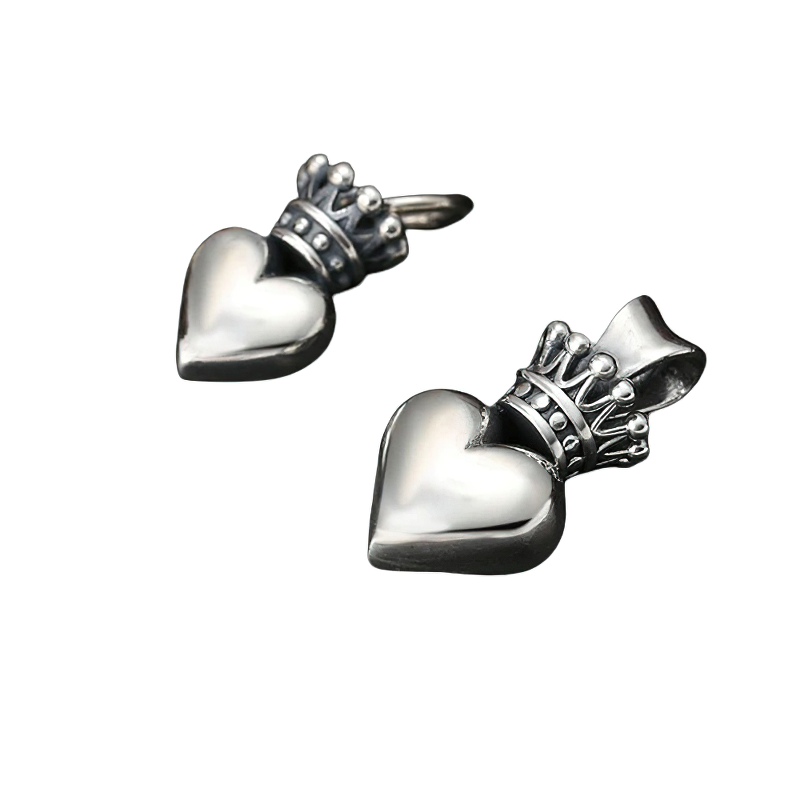 Pendant of Crowned Heart for / Female Stylish Jewelry of 925 Sterling Silver