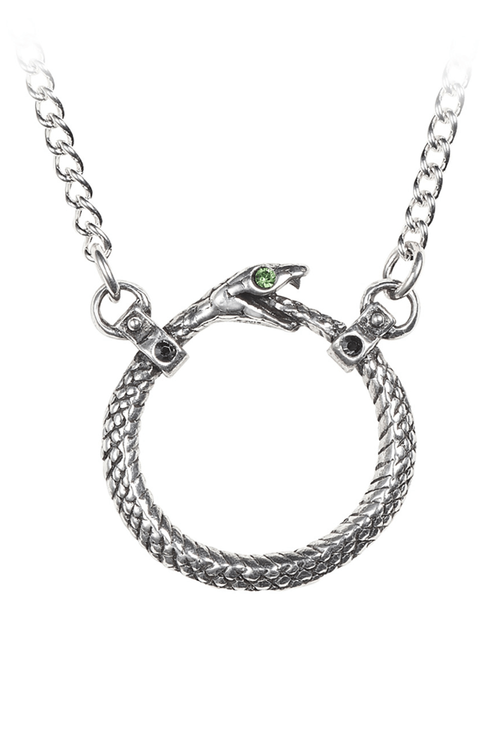 Fine Serpent Necklace With Green Austrian Crystals