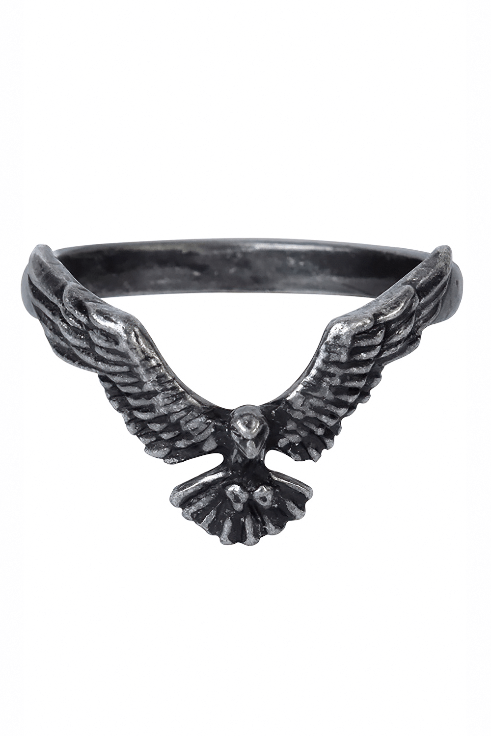 Gothic Ravenette Ring With Flying Raven Design