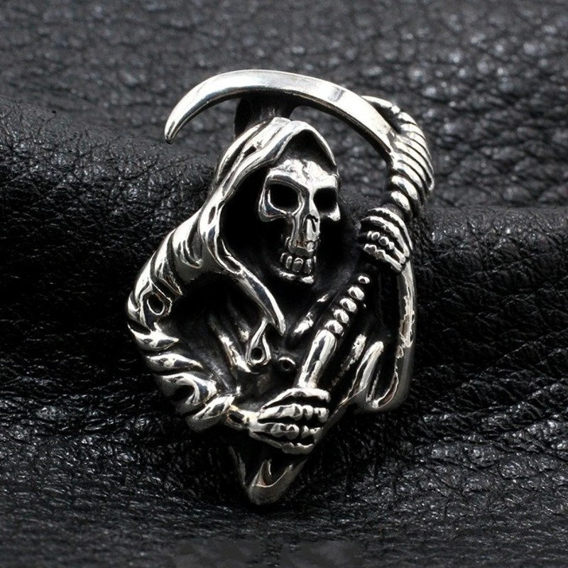 Gothic Reaper Pendant / Sterling Silver Jewerly / Skeleton Pendant