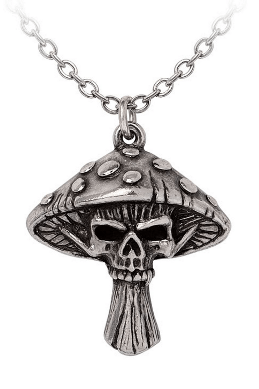 Gothic Skull Mushroom Pendant With Dark Fantasy Design
