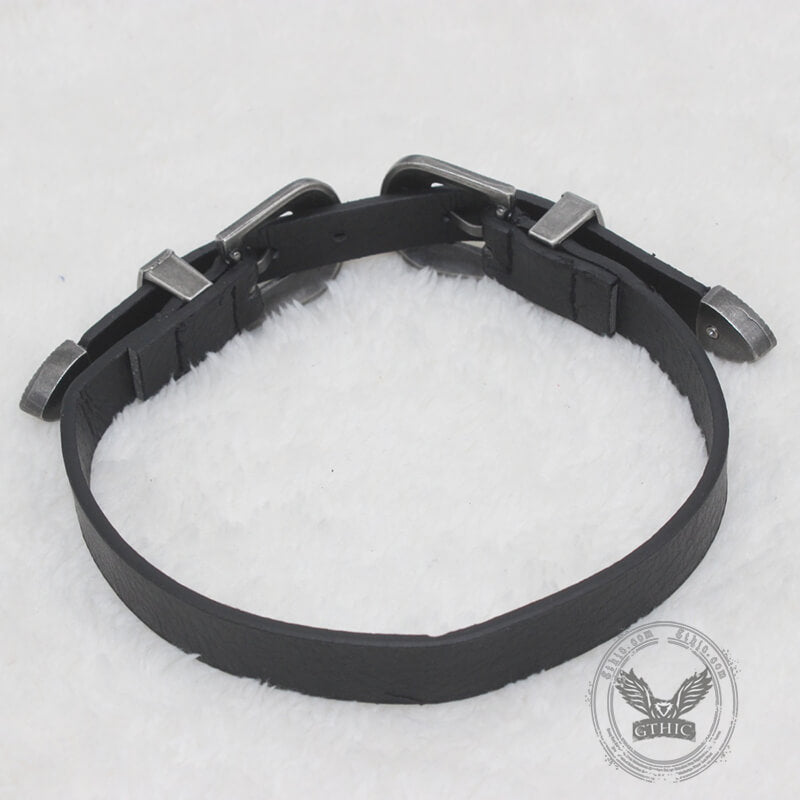 Gothic Pattern Pu Leather Buckle Choker