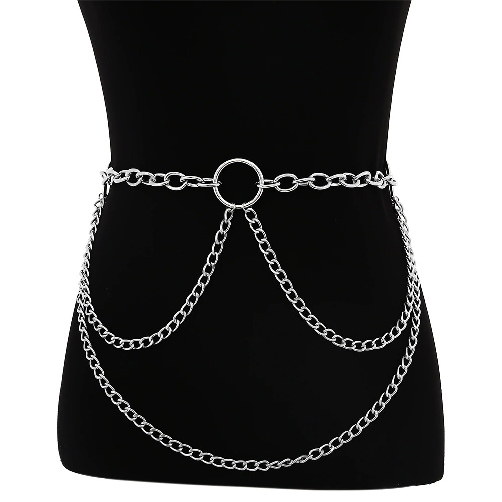 Layered Metal Chain Belt for / Accessory Waist Body