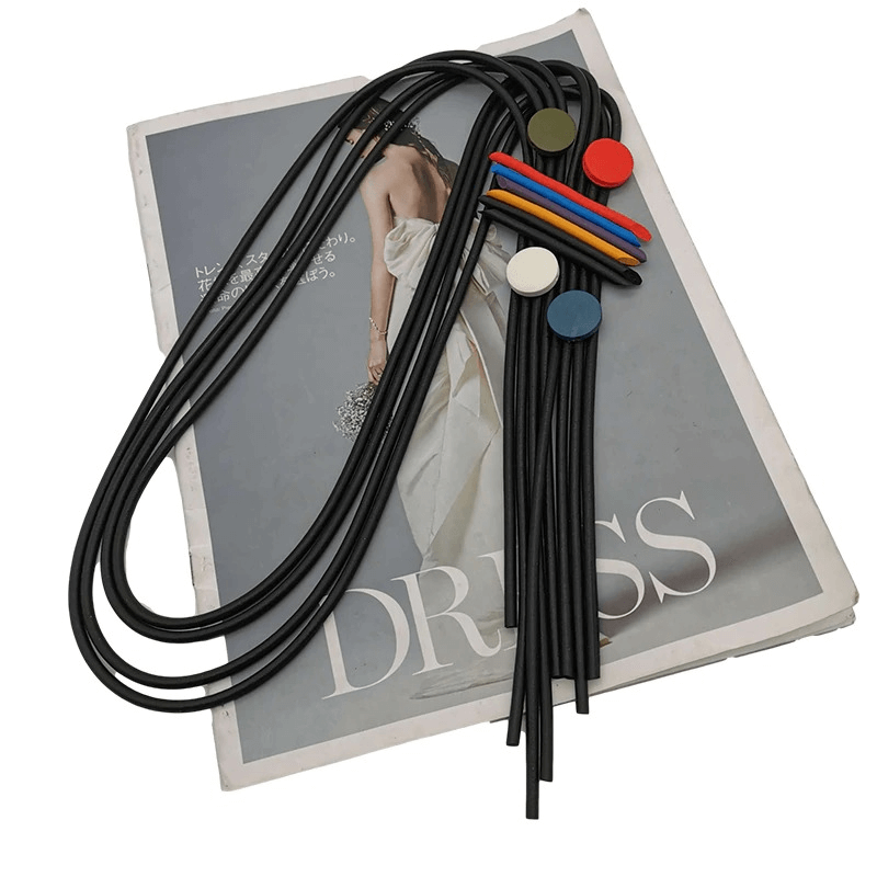 Long Tassel Necklace for / Handmade Rubber Pendant Necklace