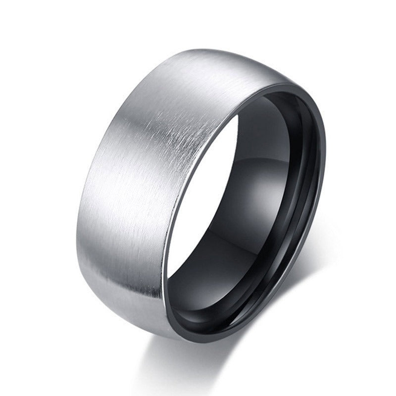 Matte Surface Stainless Steel Ring With Black Inner / & Alternative Jewelry
