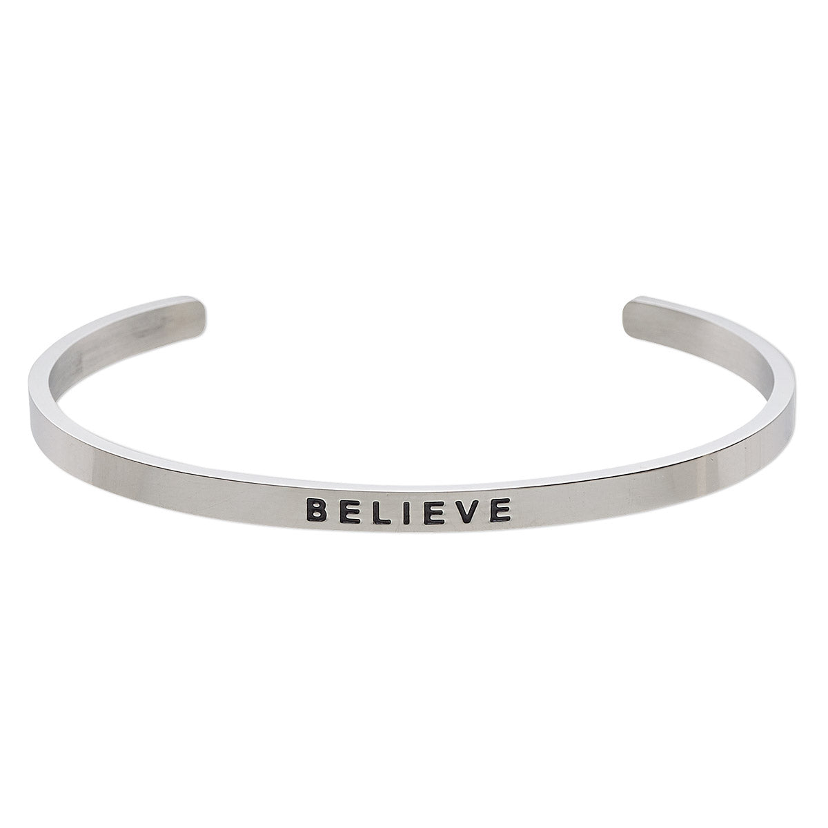 Stainless Steel "believe" Inspirational Cuff Bracelet