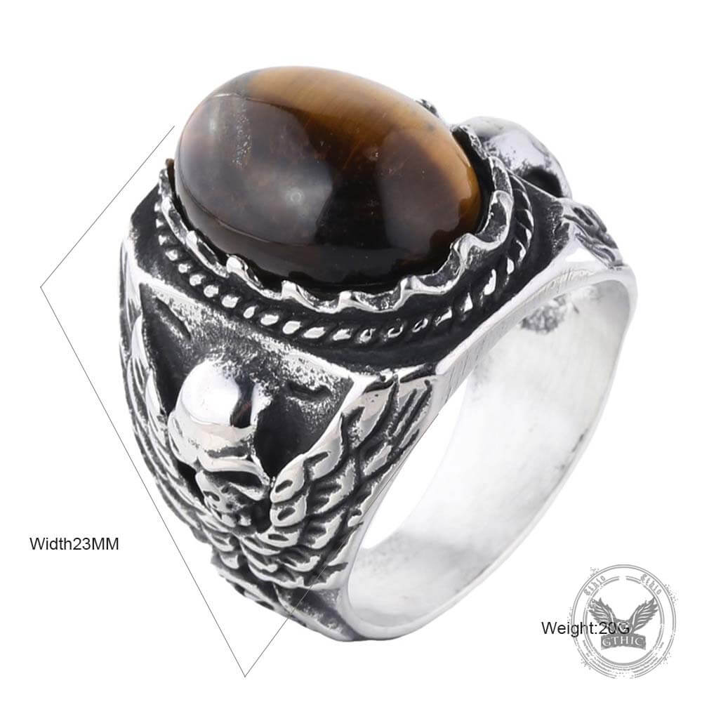 Personalized Turquoise Stainless Steel Skull Ring