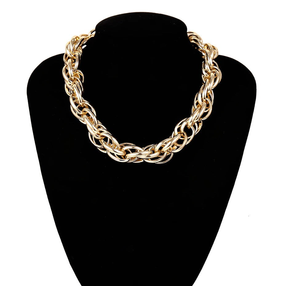 Punk Curb Cuban Twisted Necklace / Mix Color Thick Necklace / Jewelry
