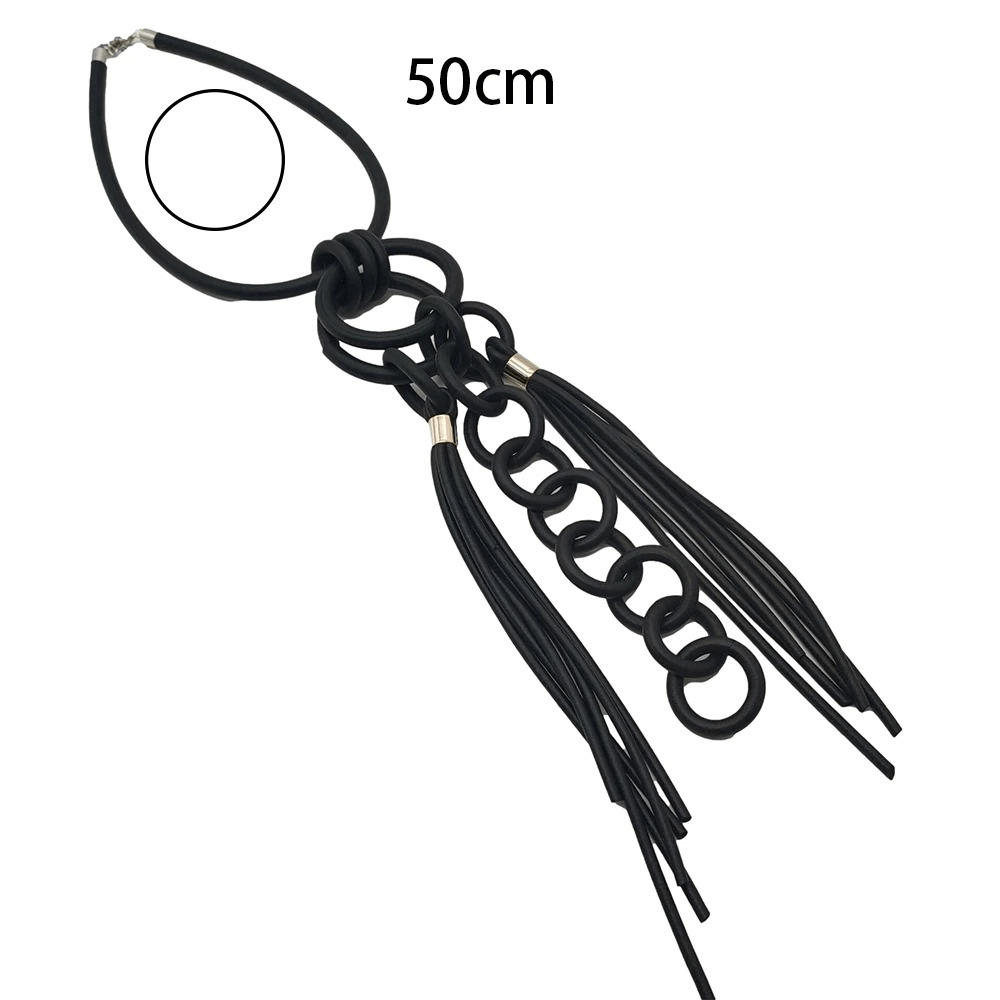 Punk Style Soft Black Necklace for / Gothic Handmade Rubber Statement Necklace