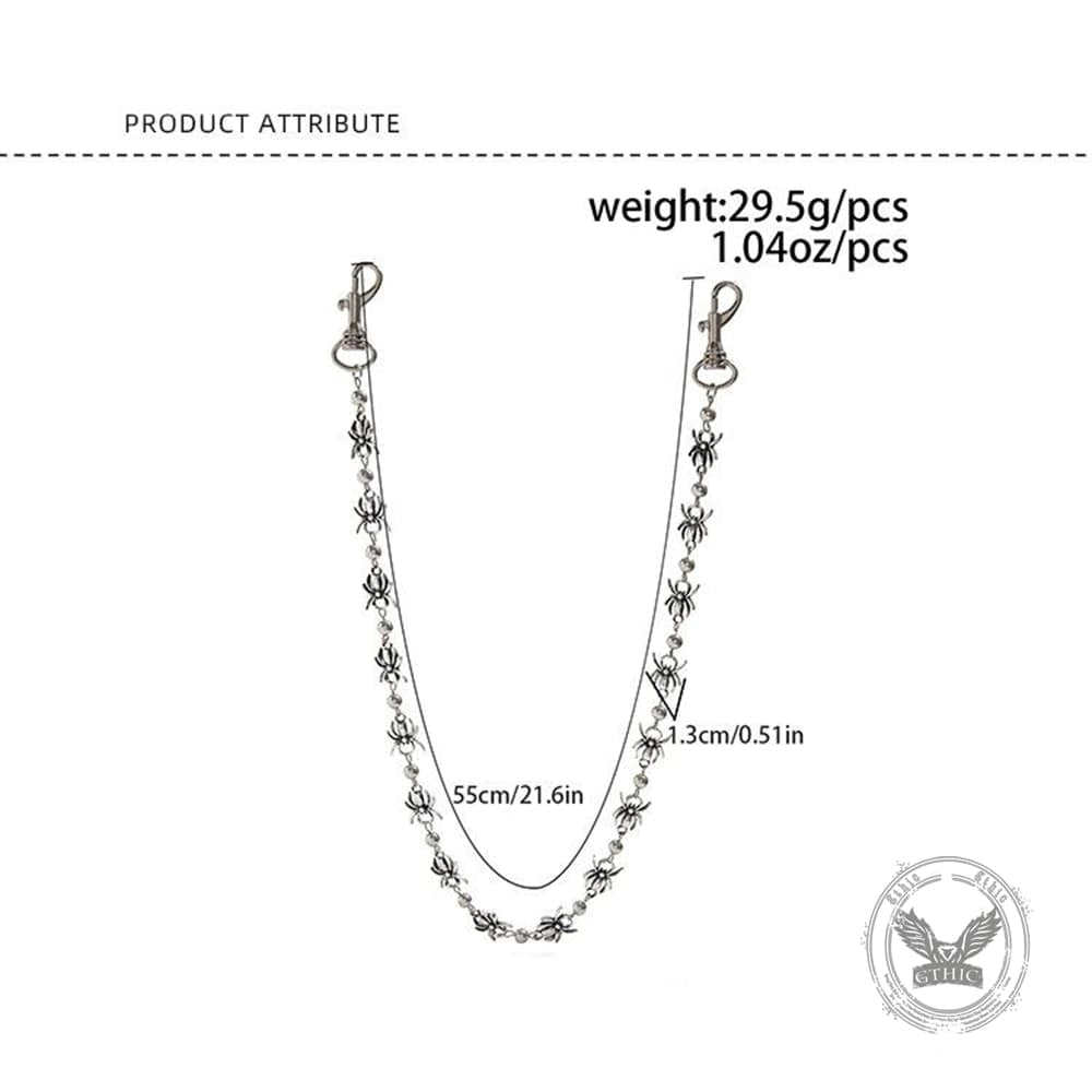 Punk Dark Spider Alloy Biker Pants Chain