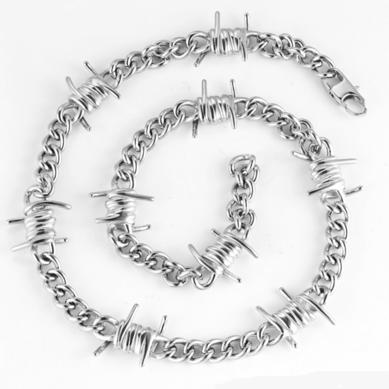 Punk Thorn Chunky Stainless Steel Necklace