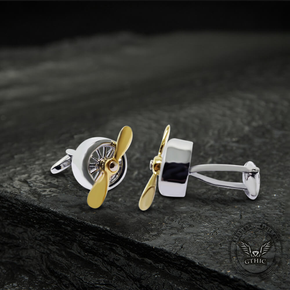 Retro Propeller Brass Cufflinks