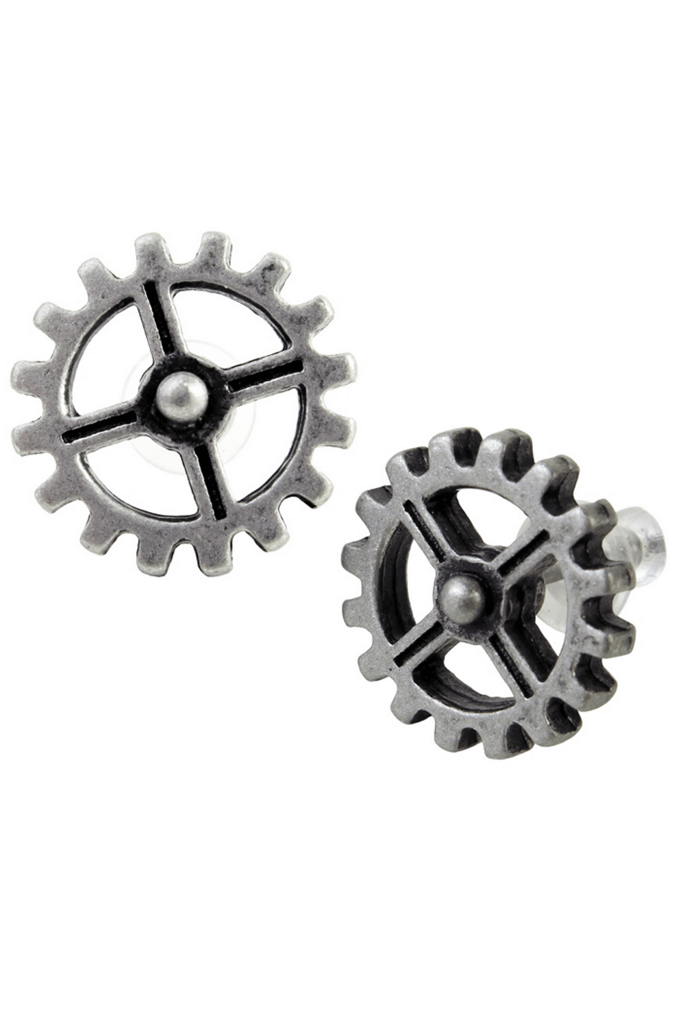 Steampunk Gear Earrings With Pewter Design