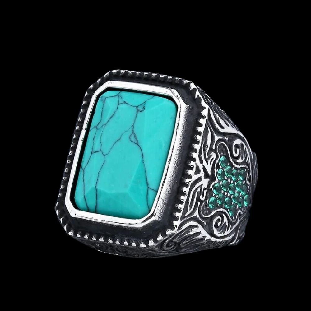Turquoise Stone Norse Ring