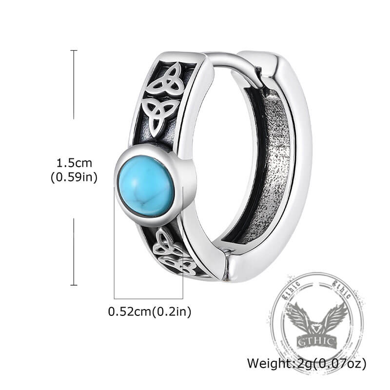 Viking Celtic Knot Turquoise Stainless Steel Hoop Earrings