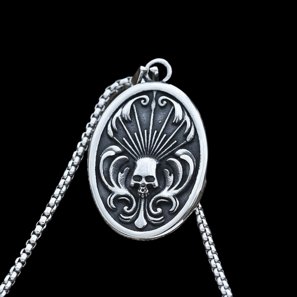 Skull Noble Pattern Oval Pendant