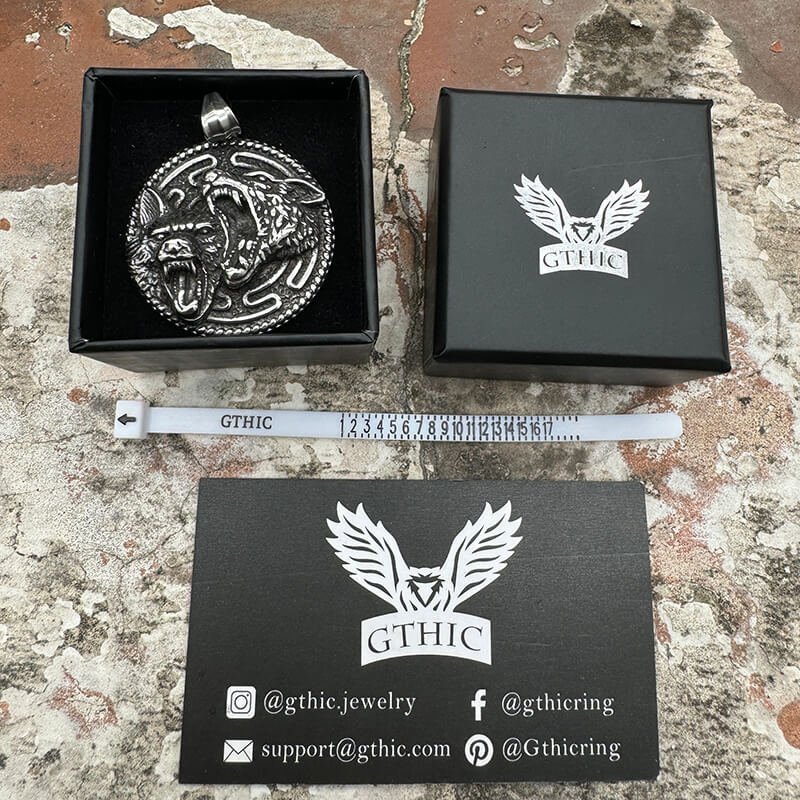Nordic Wolf Valknut Stainless Steel Viking Pendant